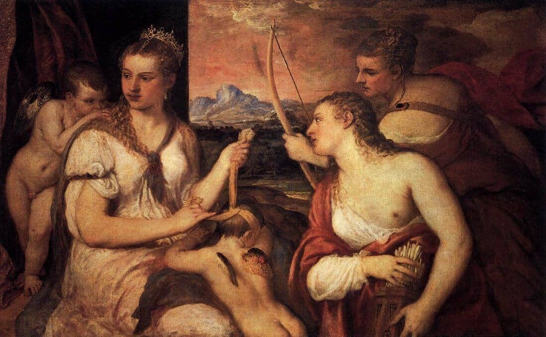 Venus Blindfolding Cupid, 1565 by Titian